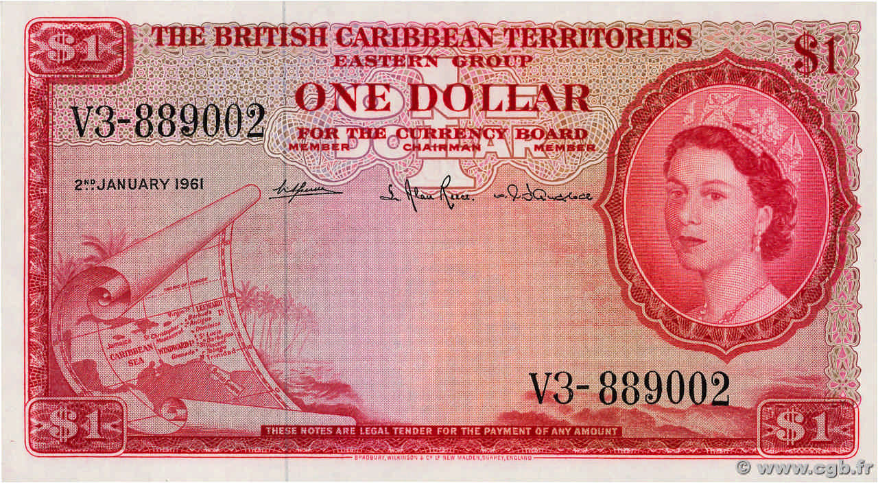 1 Dollar CARIBBEAN   1961 P.07c UNC-