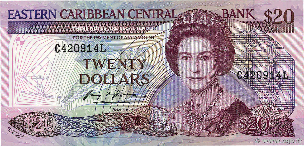 20 Dollars EAST CARIBBEAN STATES  1985 P.24l1 ST