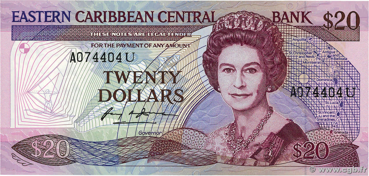 20 Dollars EAST CARIBBEAN STATES  1985 P.24u q.FDC