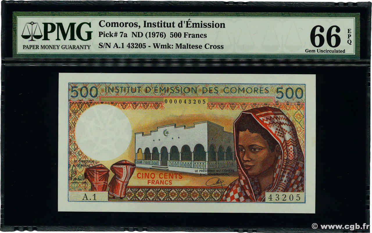 500 Francs COMORES  1976 P.07a1 NEUF