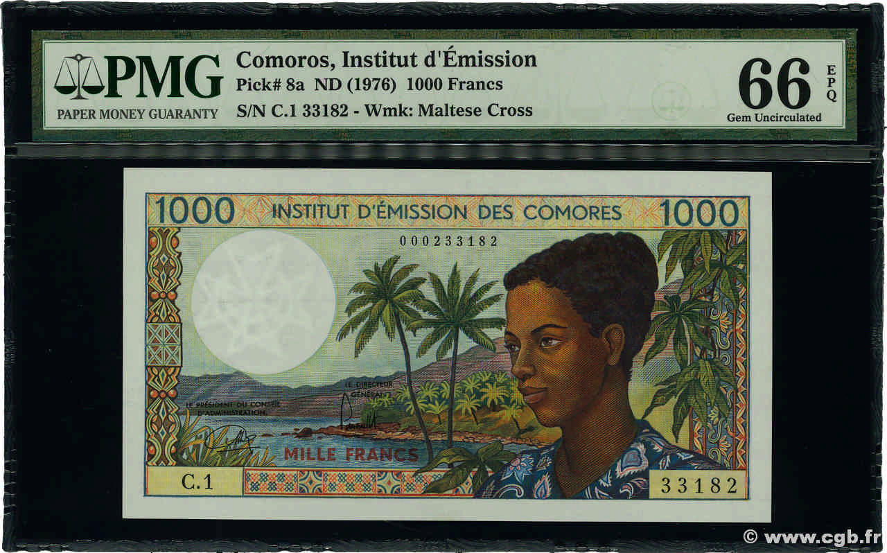 1000 Francs COMORAS  1976 P.08a FDC