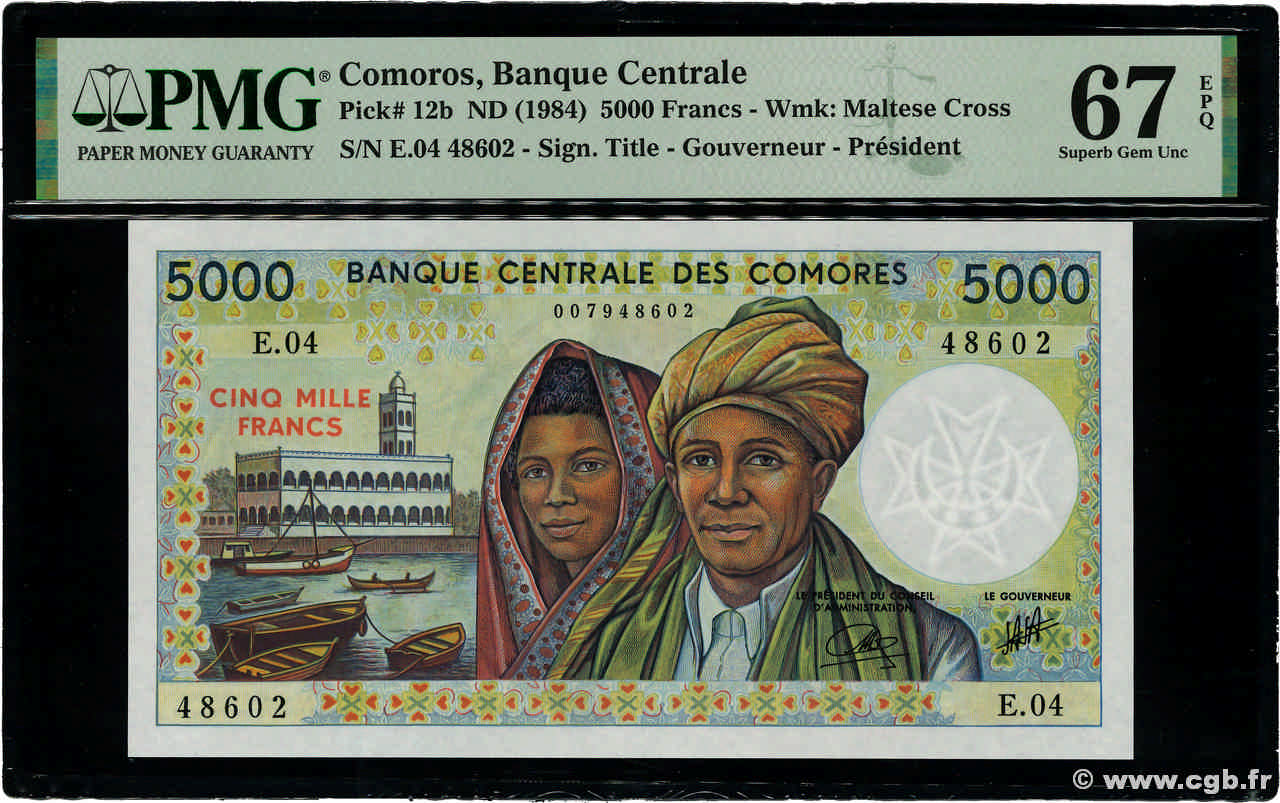 5000 Francs KOMOREN  1984 P.12b ST