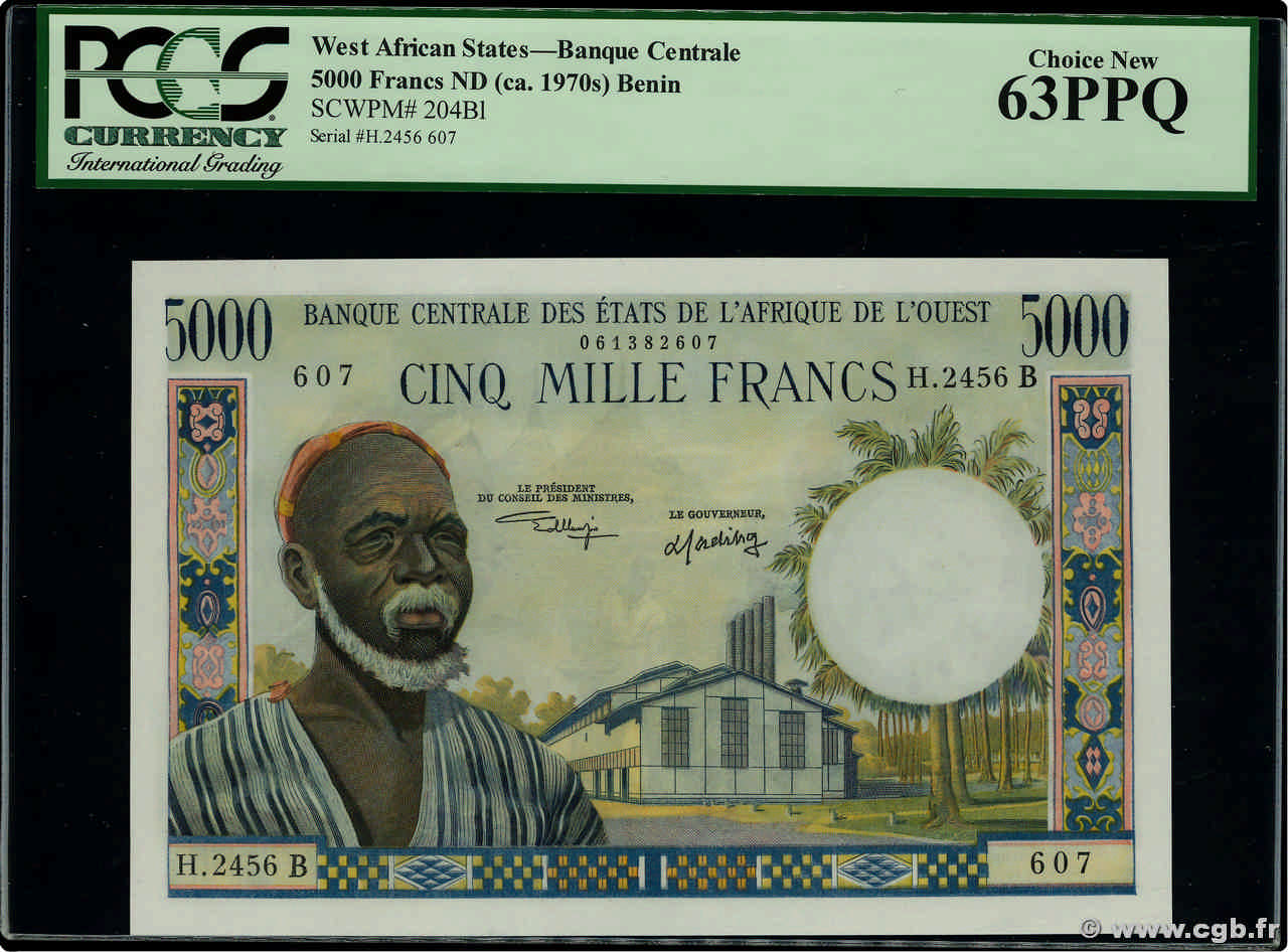 5000 Francs ÉTATS DE L AFRIQUE DE L OUEST  1970 P.204Bl pr.NEUF