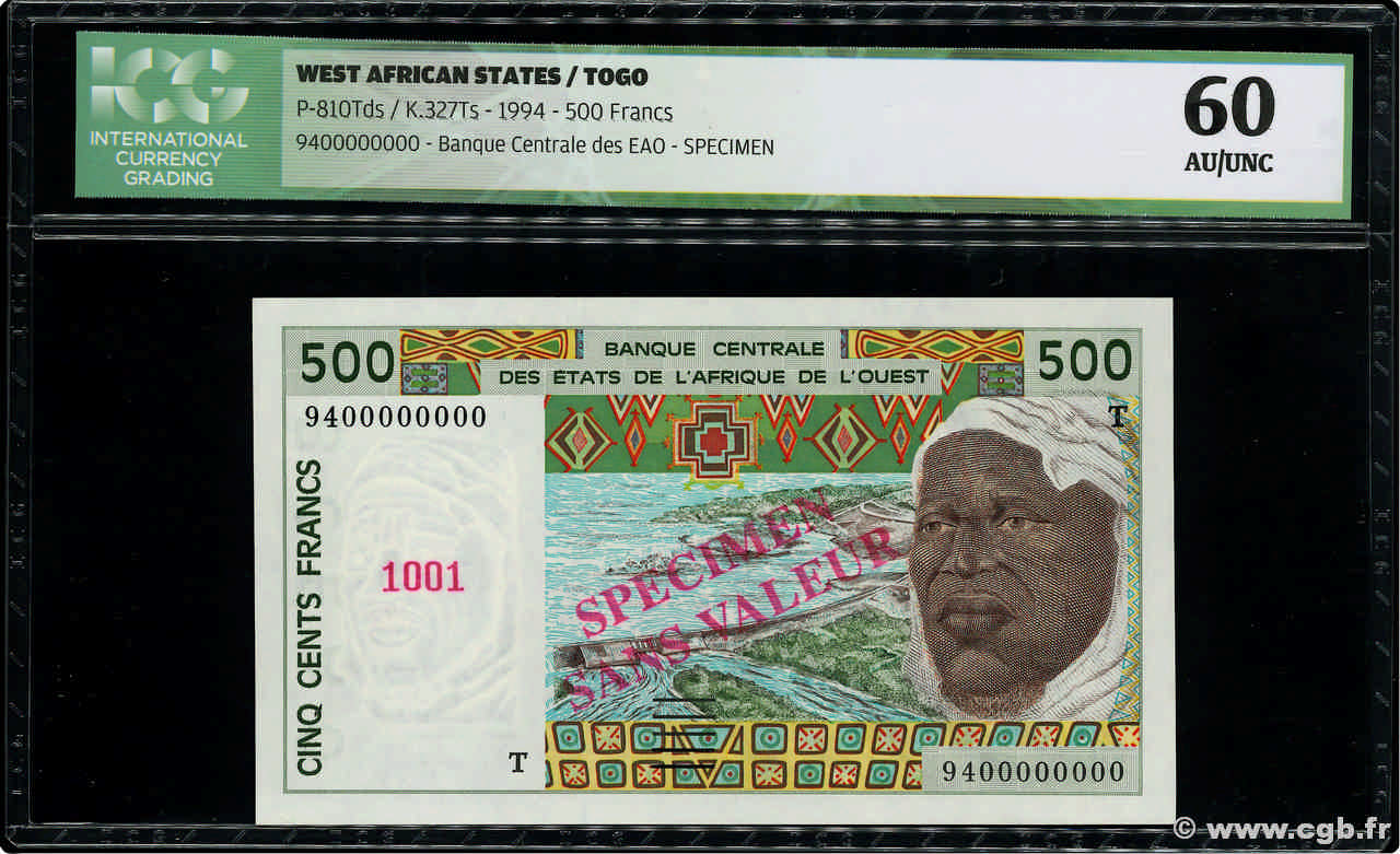 500 Francs Spécimen ÉTATS DE L AFRIQUE DE L OUEST  1994 P.810Td pr.NEUF