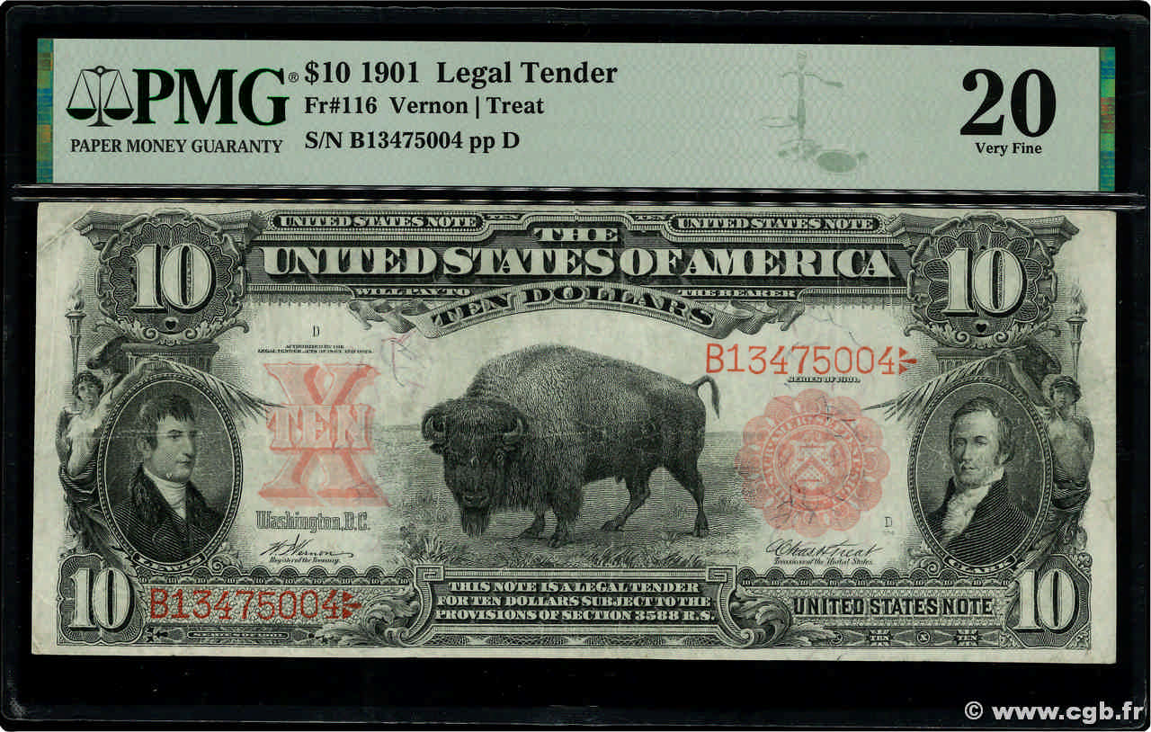 10 Dollars STATI UNITI D AMERICA  1901 P.185 MB