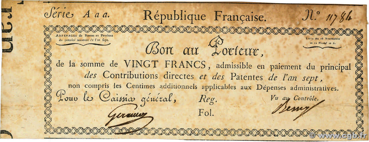 20 Francs FRANKREICH  1798 Laf.214 fVZ