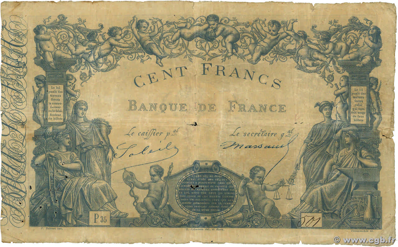 100 Francs type 1862 - Bleu FRANCE  1863 F.A34.01 pr.TB