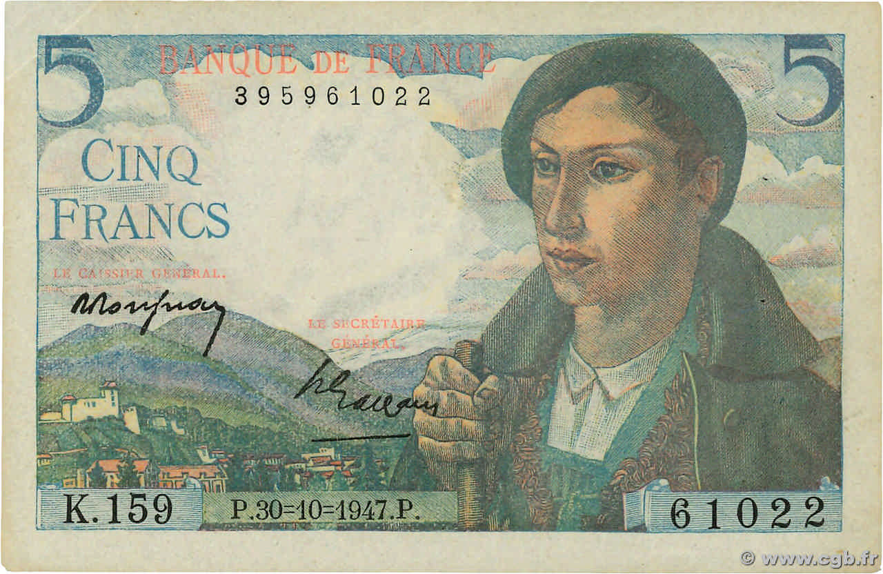 5 Francs BERGER FRANCE  1947 F.05.07a SUP+