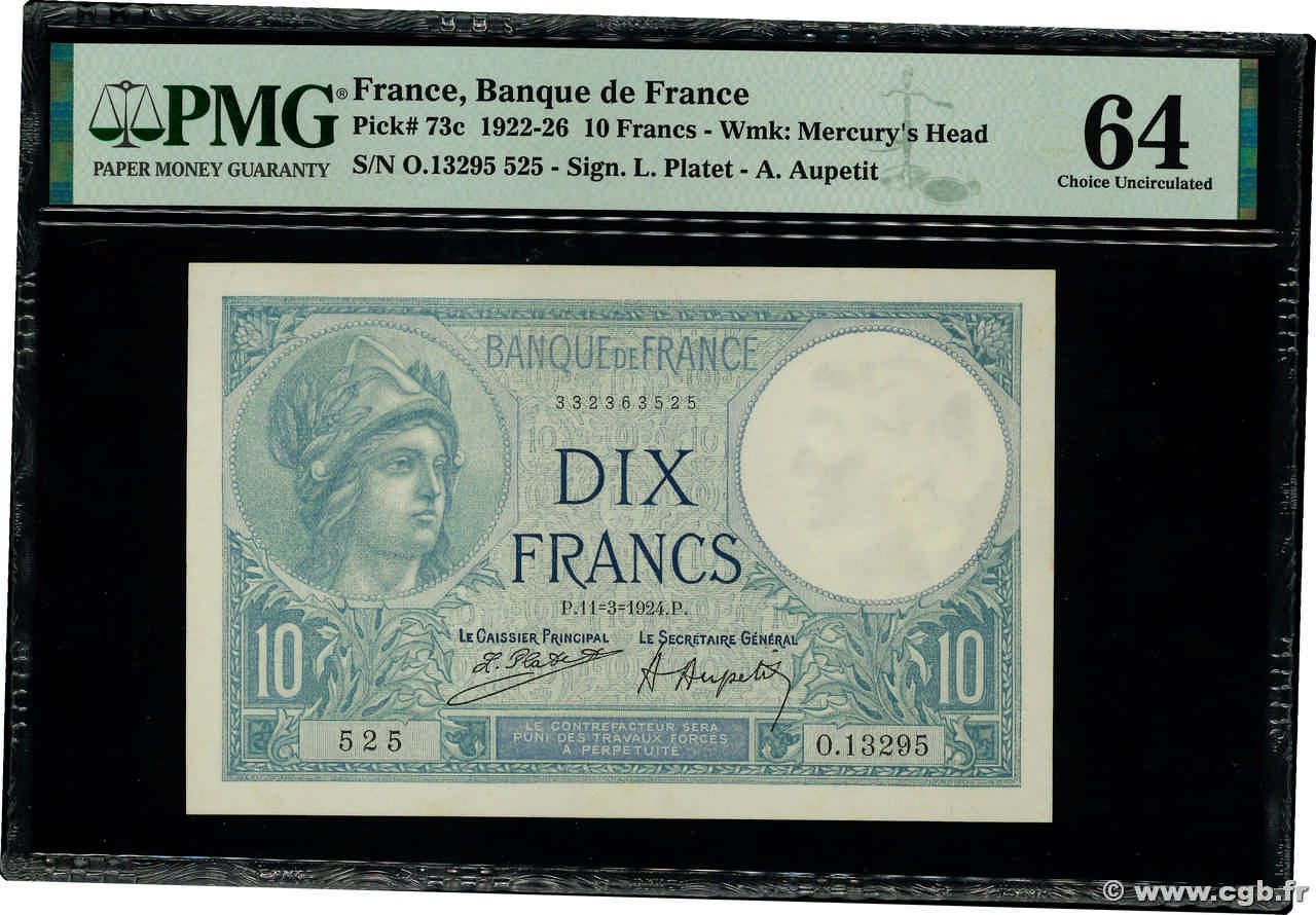 10 Francs MINERVE FRANCIA  1924 F.06.08 SC+