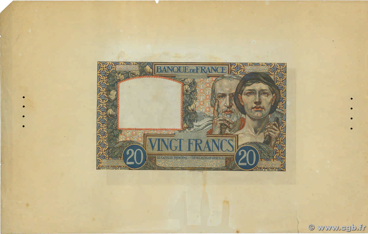 20 Francs TRAVAIL ET SCIENCE Épreuve FRANCE  1939 F.12.00Ec VF+