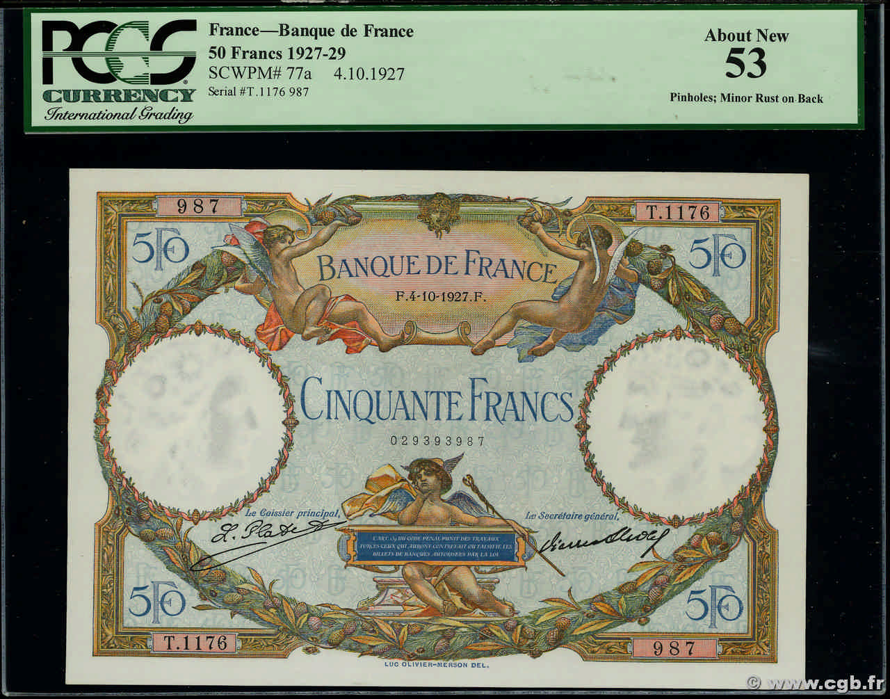 50 Francs LUC OLIVIER MERSON FRANCE  1927 F.15.01 SUP+