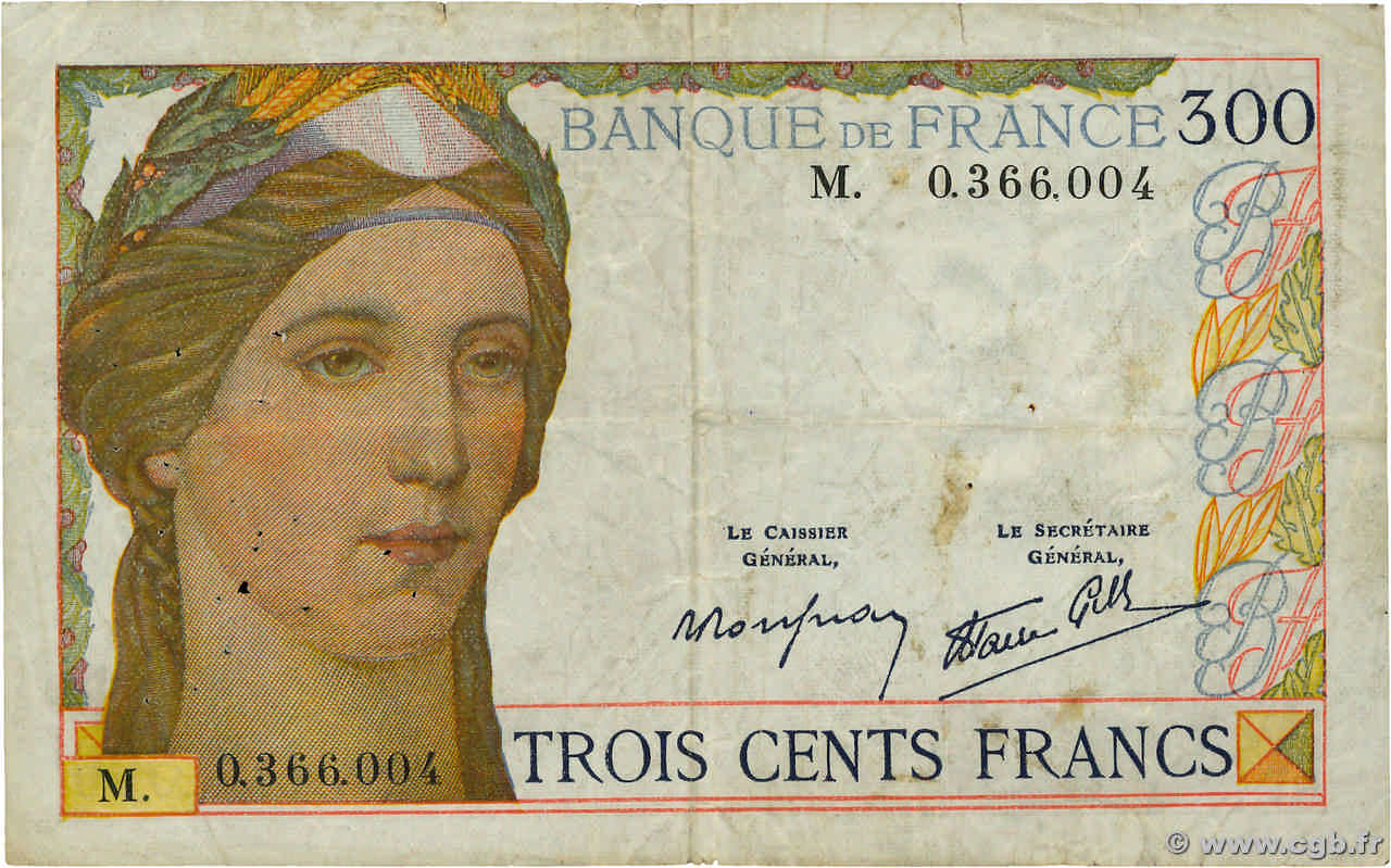 300 Francs FRANCE  1938 F.29.01b TB+
