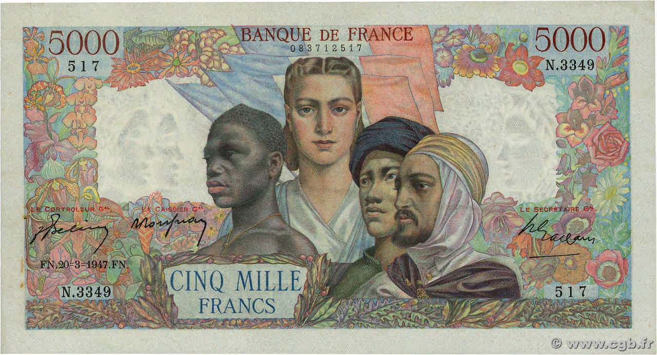 5000 Francs EMPIRE FRANÇAIS FRANCE  1947 F.47.59 AU-