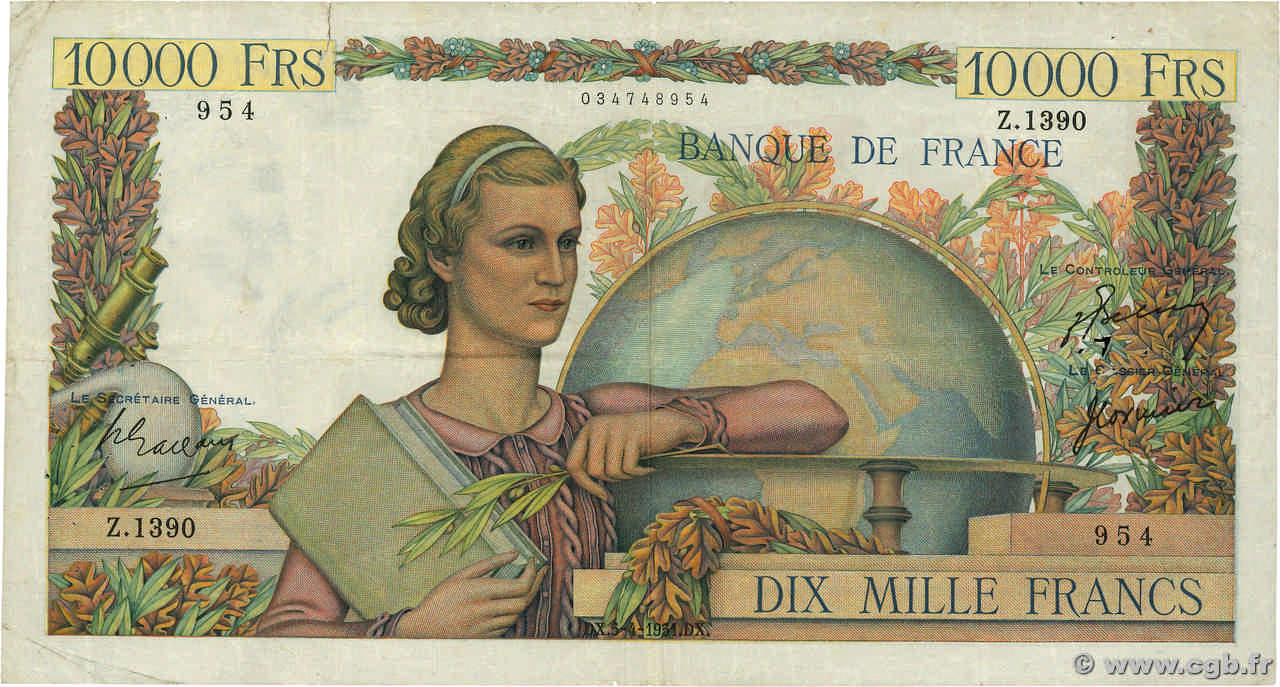 10000 Francs GÉNIE FRANÇAIS FRANCE  1951 F.50.49 TB