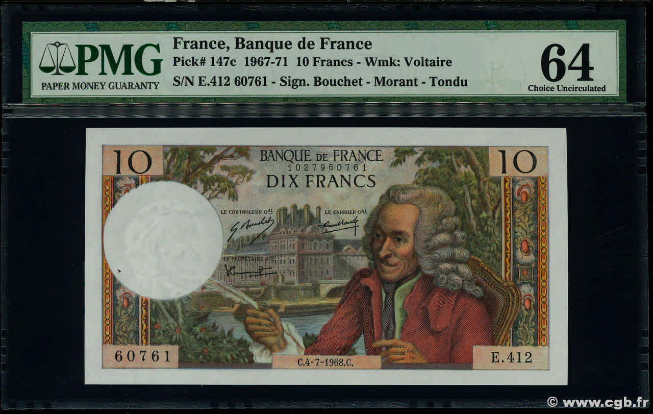 10 Francs VOLTAIRE FRANCIA  1968 F.62.33 q.FDC