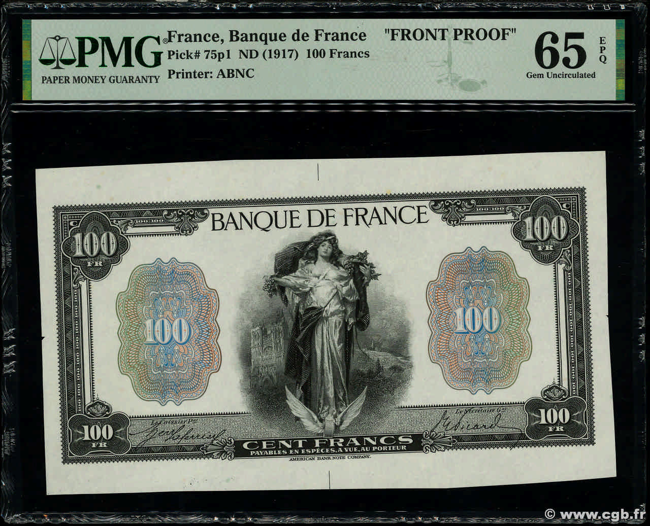 100 Francs LA FORTUNE type 1918 Essai FRANCIA  1918 NE.1918.01e FDC