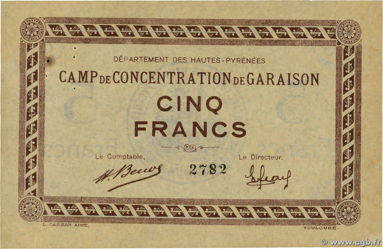5 Francs FRANCE régionalisme et divers Garaison 1916 JP.65- SUP
