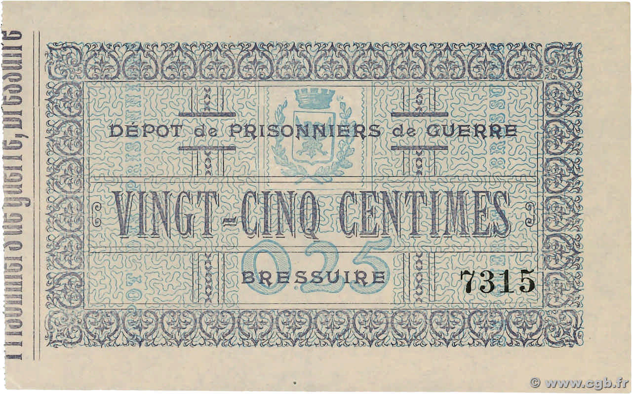 25 Centimes FRANCE regionalismo y varios Bressuire 1916 JP.79.01 SC+