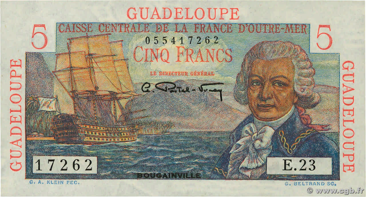 5 Francs Bougainville GUADELOUPE  1946 P.31 pr.NEUF
