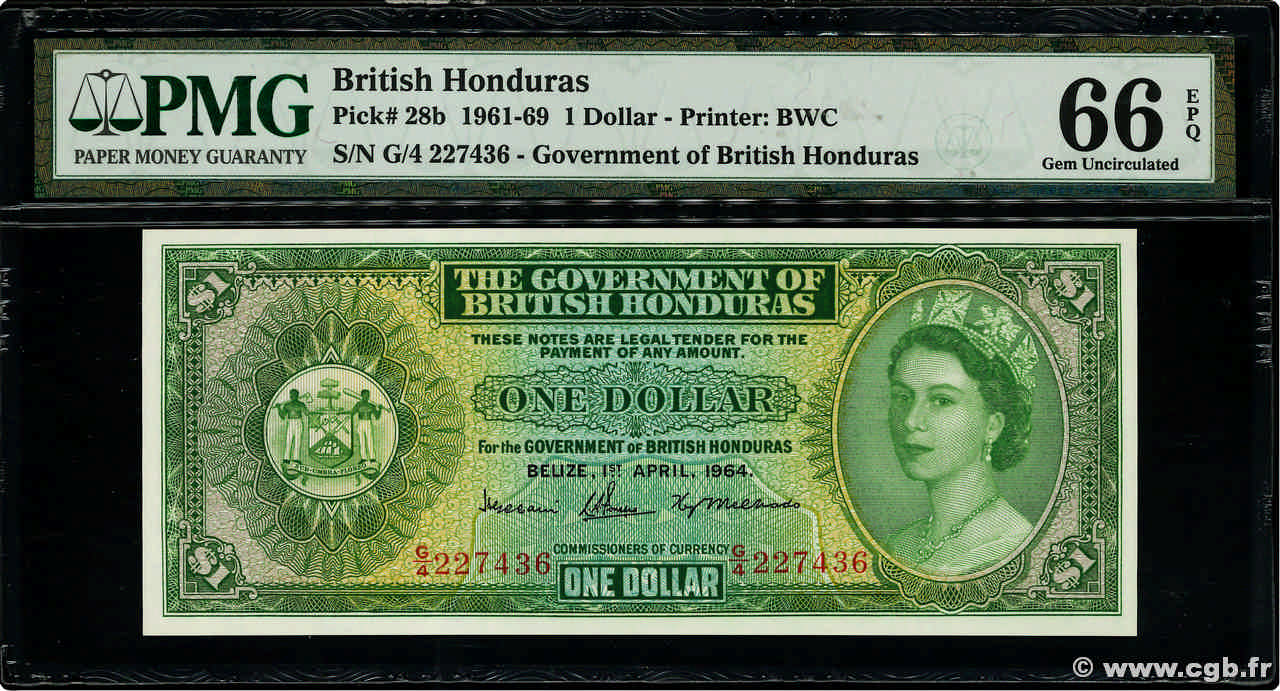 1 Dollar BRITISH HONDURAS  1964 P.28b FDC