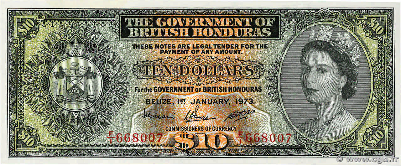 10 Dollars HONDURAS BRITANNIQUE  1973 P.31c pr.NEUF