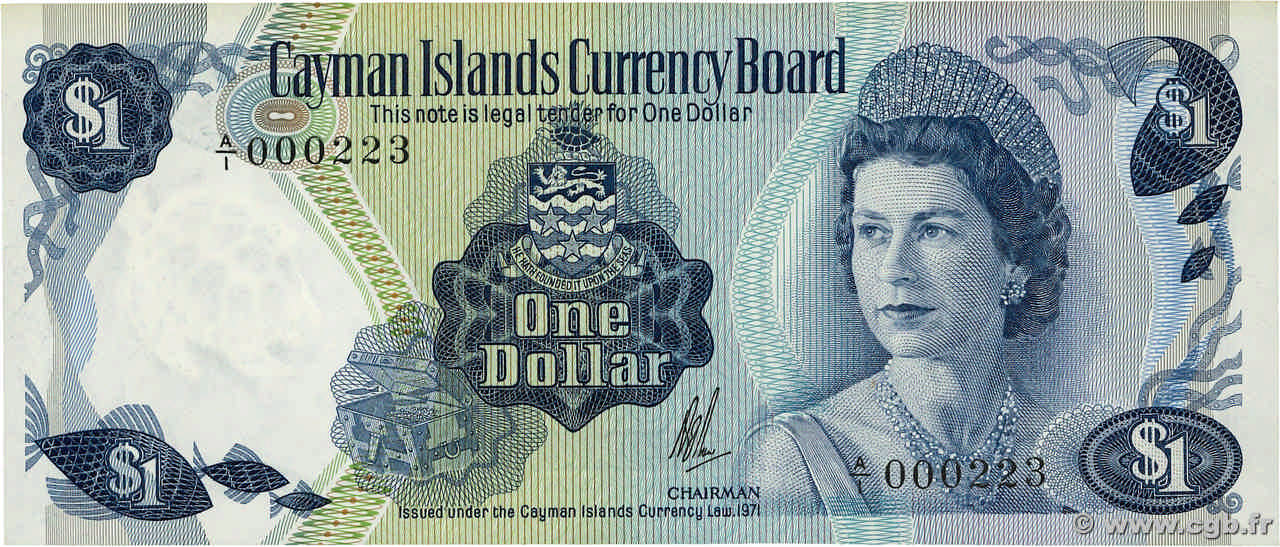 1 Dollar Petit numéro CAYMANS ISLANDS  1972 P.01a UNC