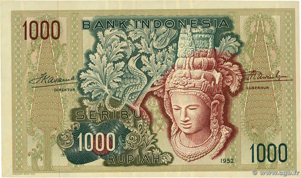 1000 Rupiah INDONESIA  1952 P.048 UNC