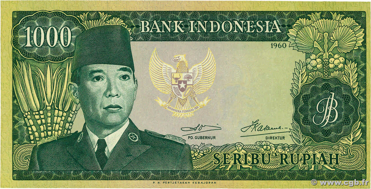 1000 Rupiah Remplacement INDONESIA  1960 P.088br SC+