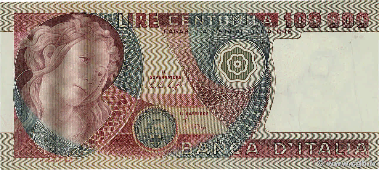 100000 Lire ITALY  1978 P.108a AU-