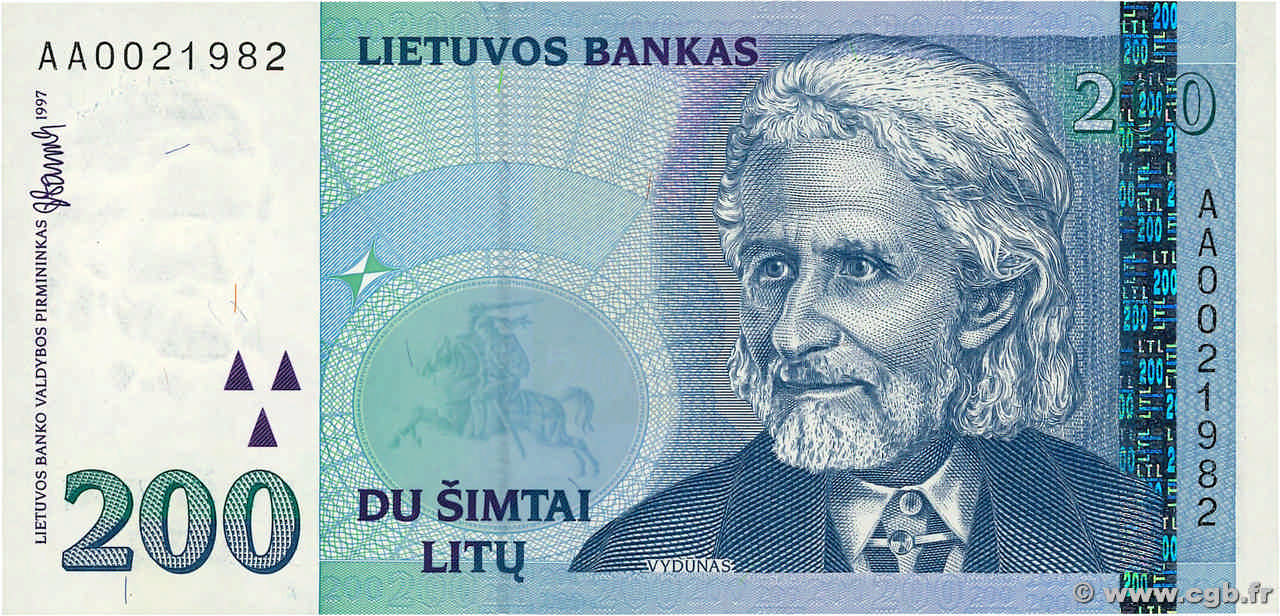 200 Litu LITUANIA  1997 P.63 SC+