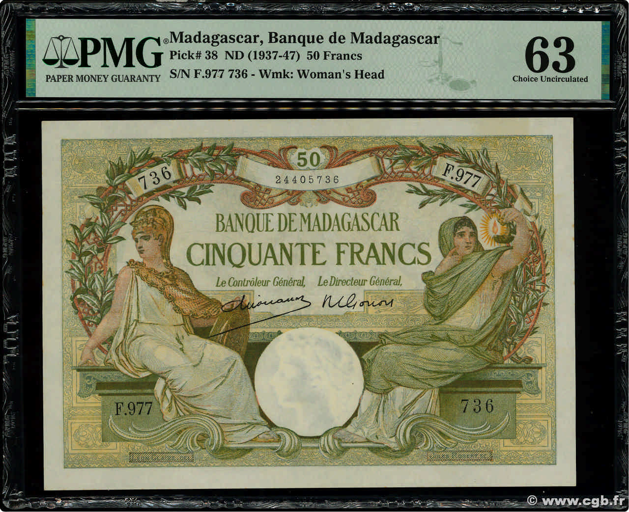50 Francs MADAGASCAR  1948 P.038 q.FDC