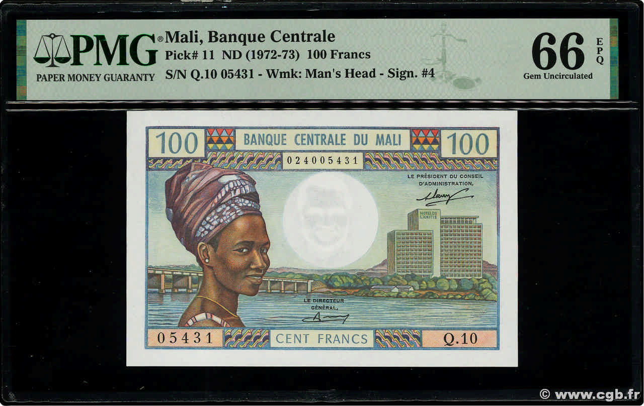 100 Francs MALI  1972 P.11 FDC