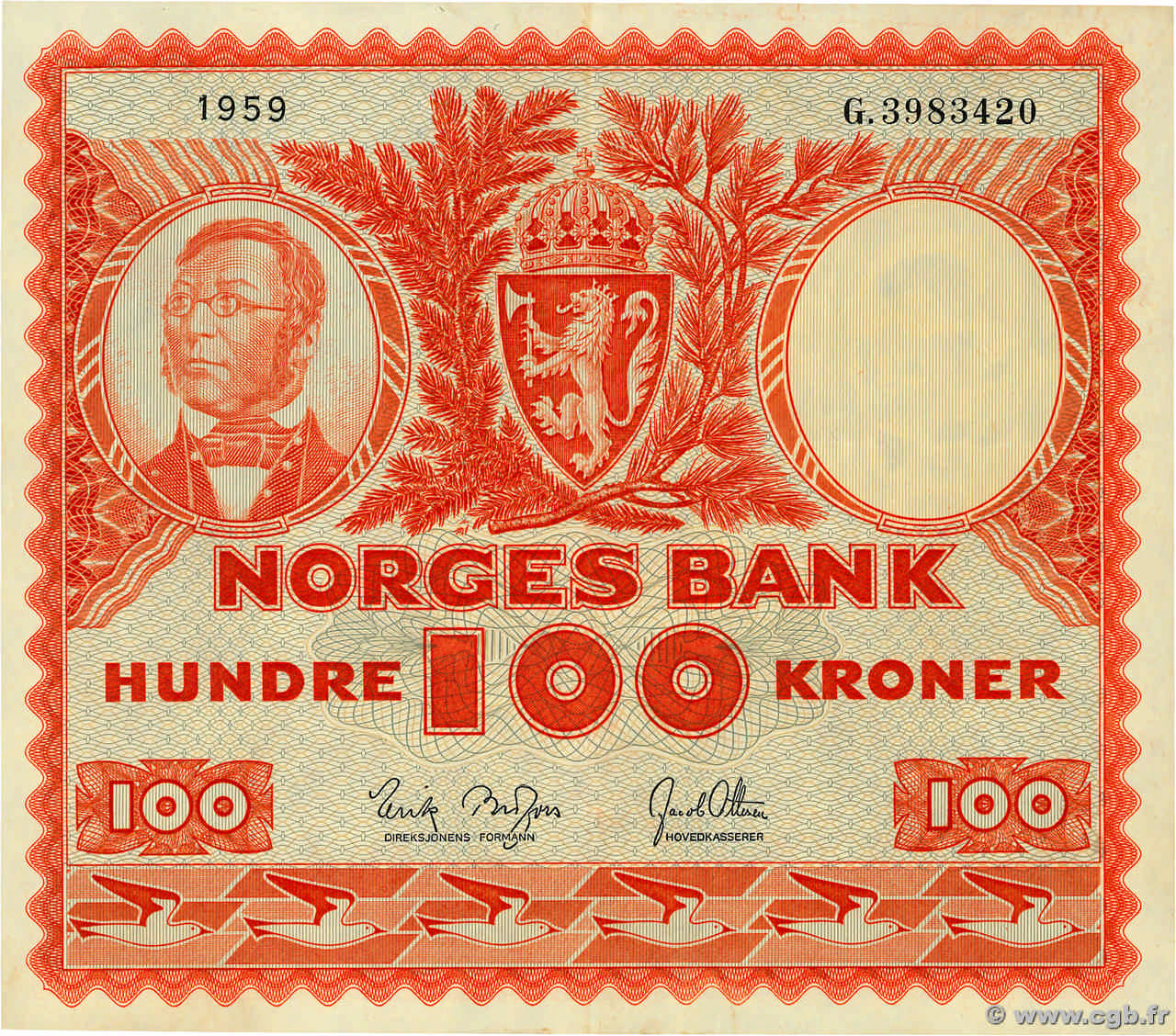 100 Kroner NORVÈGE  1959 P.33c SUP