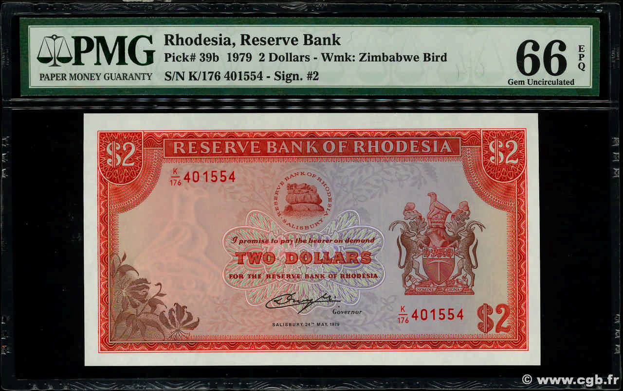 2 Dollars RHODESIA  1979 P.39b FDC