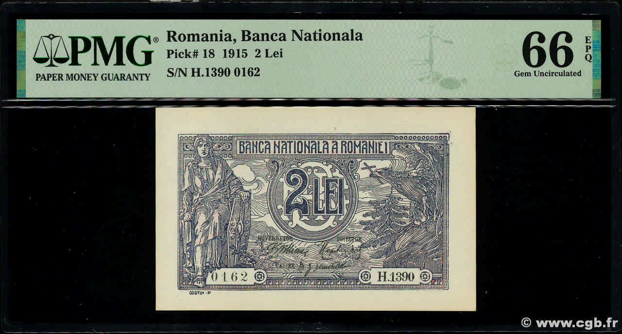 2 Lei ROMANIA  1915 P.018 UNC
