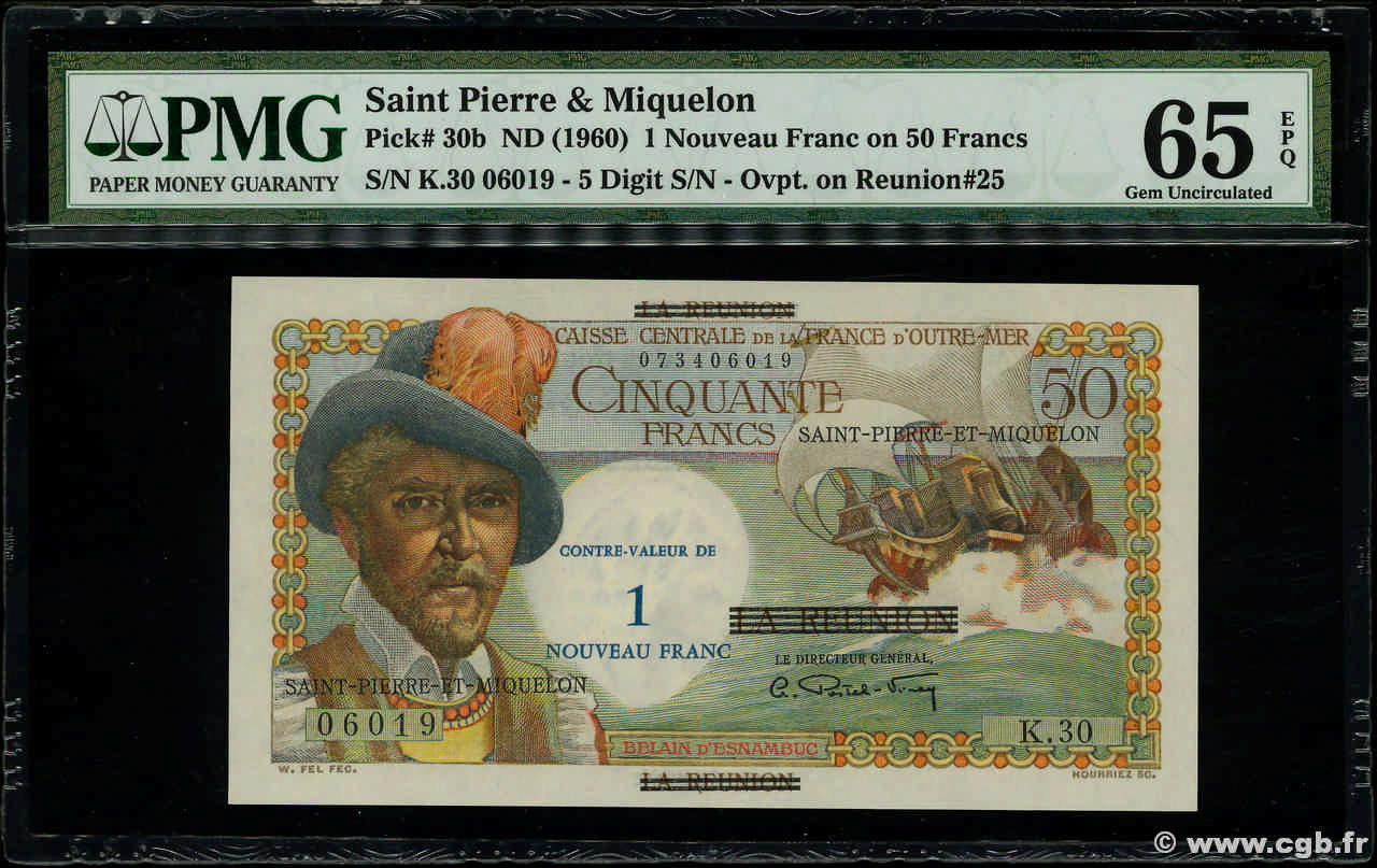 1 NF sur 50 Francs Belain d Esnambuc SAINT PIERRE E MIQUELON  1960 P.30b FDC