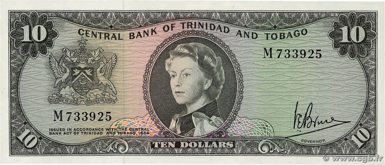 10 Dollars TRINIDAD E TOBAGO  1964 P.28c FDC