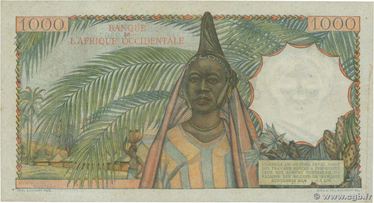 1000 Francs AFRIQUE OCCIDENTALE FRANÇAISE (1895-1958) 1953 P.42 b90