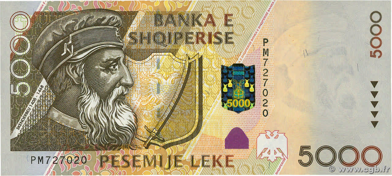 5000 Leke ALBANIA  2001 P.70 UNC-
