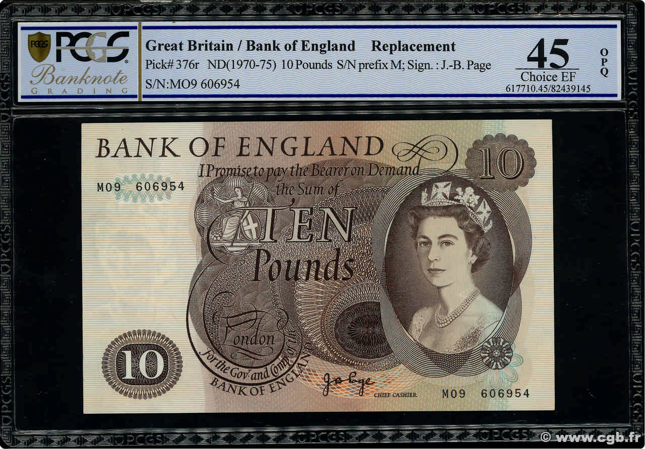 10 Pounds Remplacement ANGLETERRE  1970 P.376r SUP