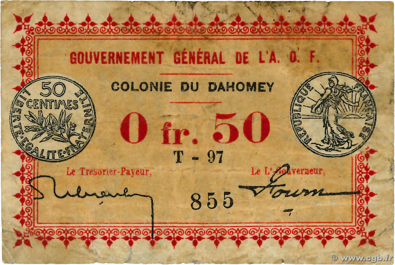 50 Centimes DAHOMEY  1917 P.01b RC