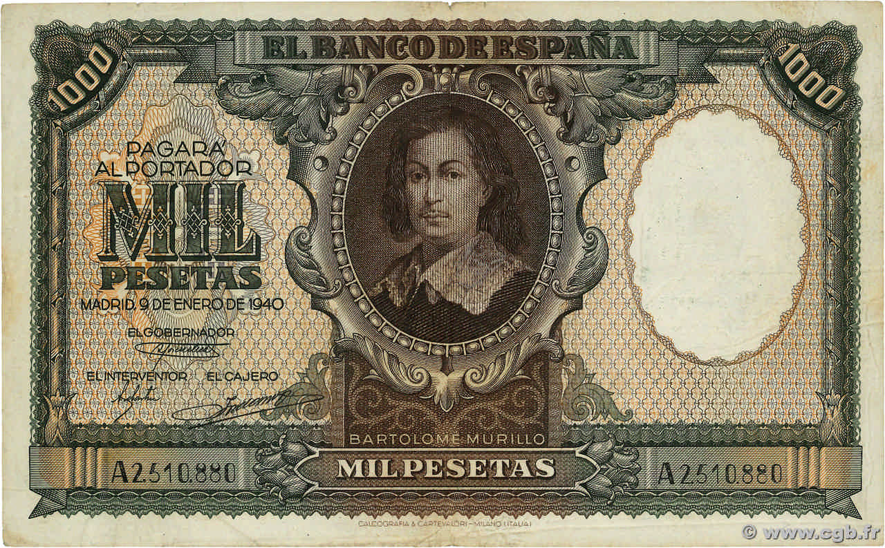 1000 Pesetas SPANIEN  1940 P.120a fSS