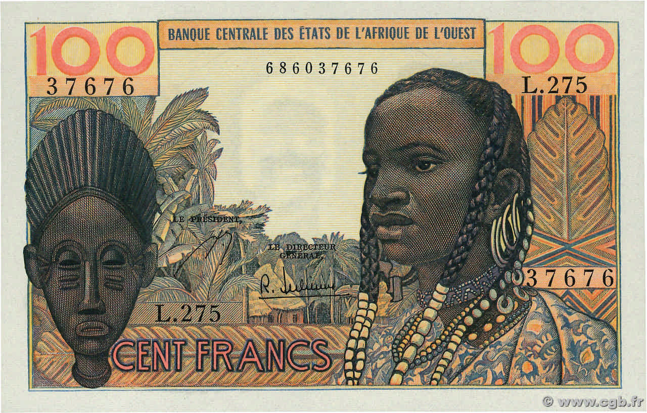 100 Francs WEST AFRIKANISCHE STAATEN  1958 P.002b fST