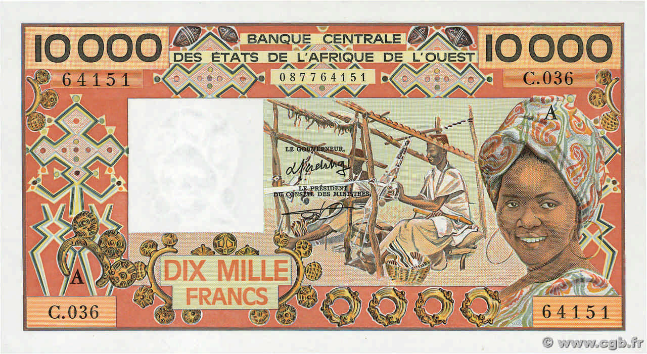 10000 Francs ESTADOS DEL OESTE AFRICANO  1977 P.109Ad SC+