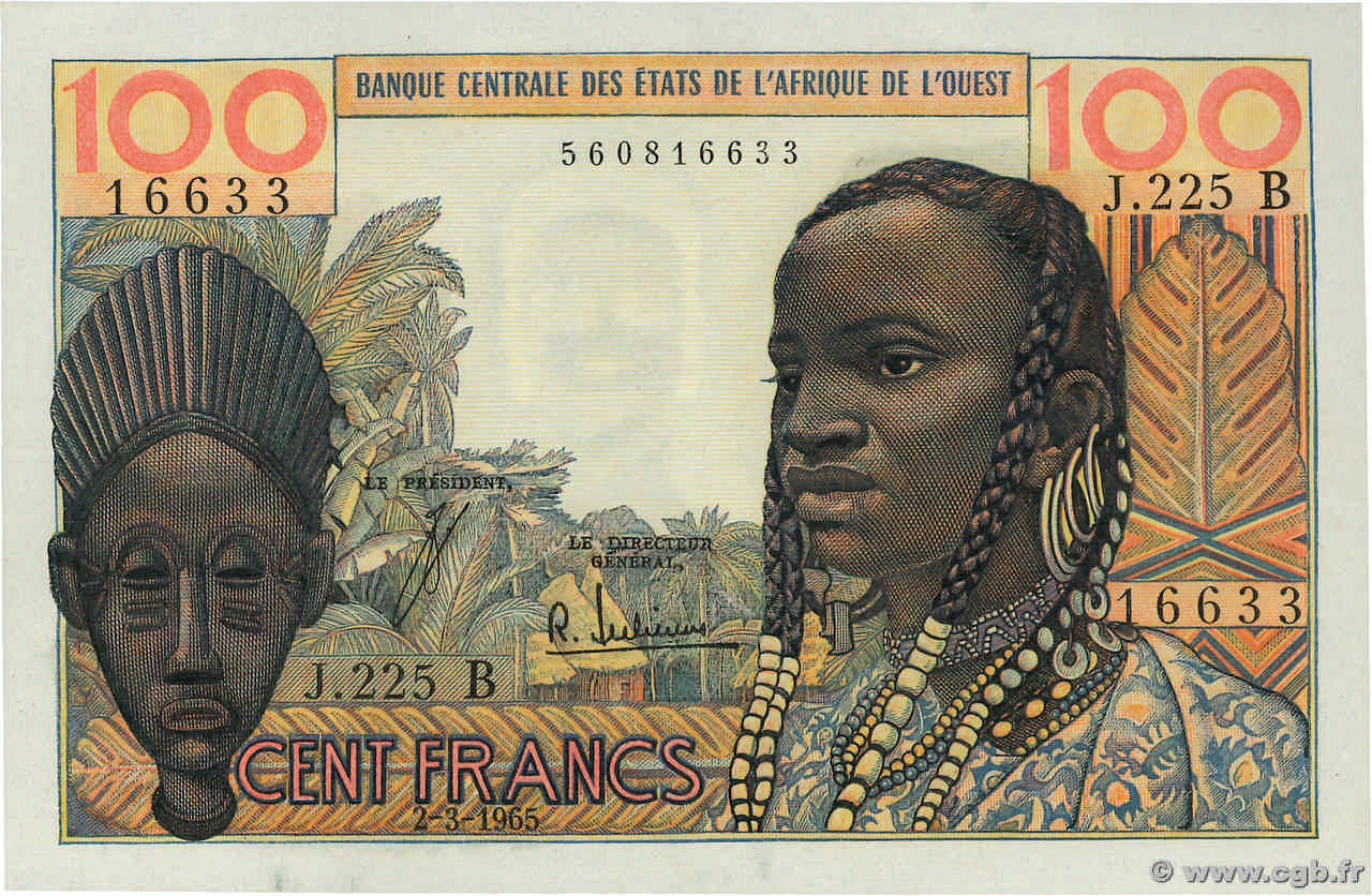 100 Francs ÉTATS DE L AFRIQUE DE L OUEST  1965 P.201Be pr.NEUF