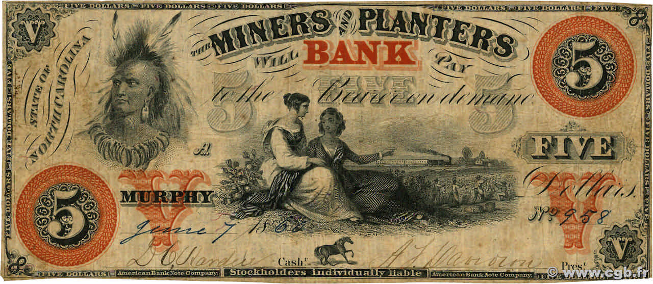 5 Dollars UNITED STATES OF AMERICA  1869 P.- F