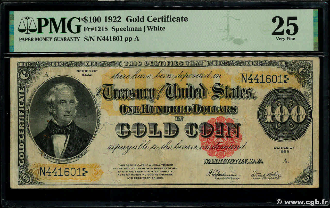 100 Dollars ÉTATS-UNIS D AMÉRIQUE  1922 P.277 TTB