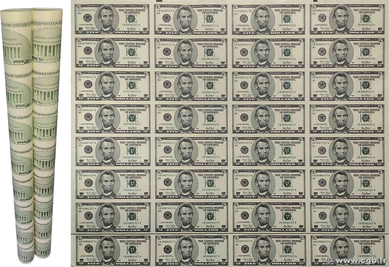 5 Dollars Planche ÉTATS-UNIS D AMÉRIQUE New York 2001 P.510  NEUF