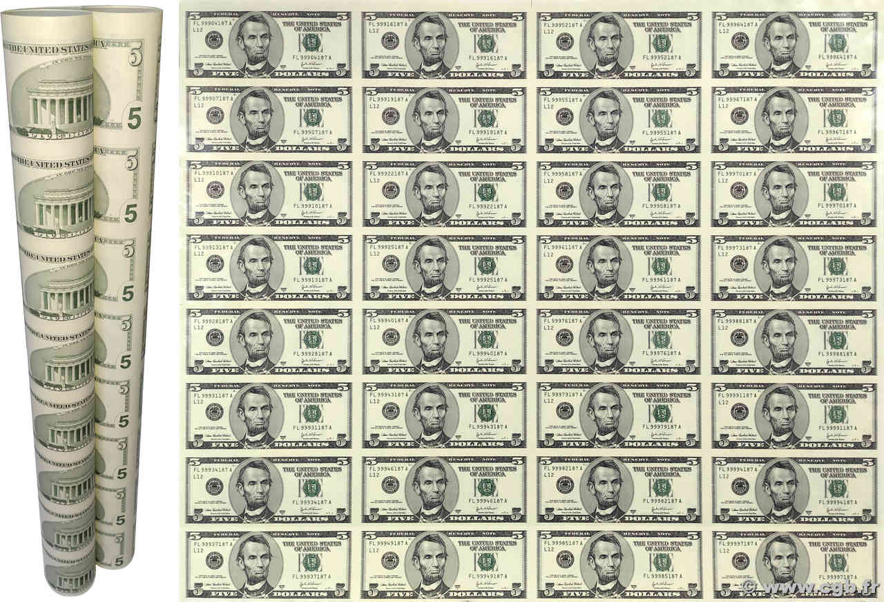 5 Dollars Planche UNITED STATES OF AMERICA San Francisco 2003 P.517b UNC