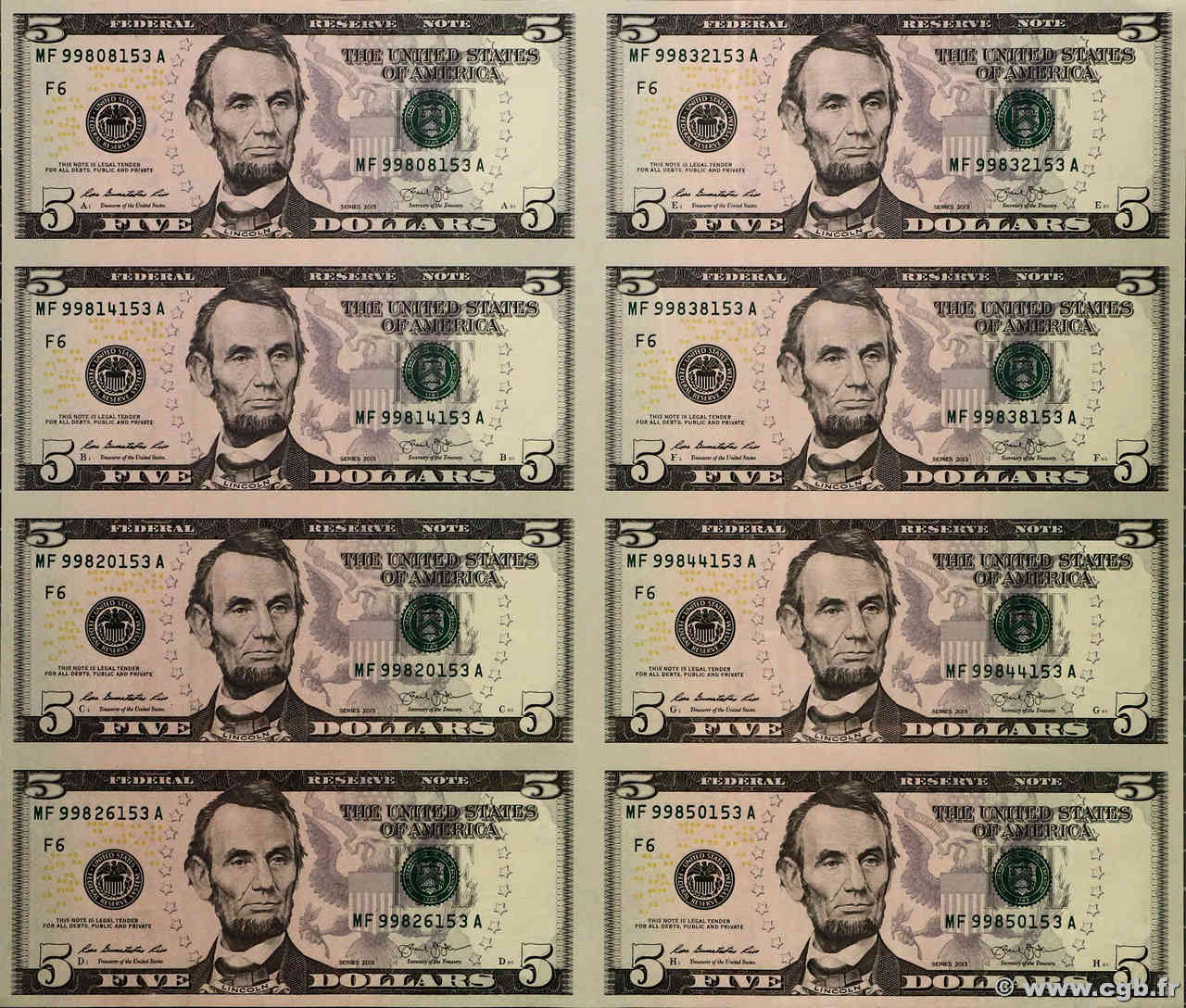 5 Dollars Planche VEREINIGTE STAATEN VON AMERIKA Atlanta 2013 P.539 ST